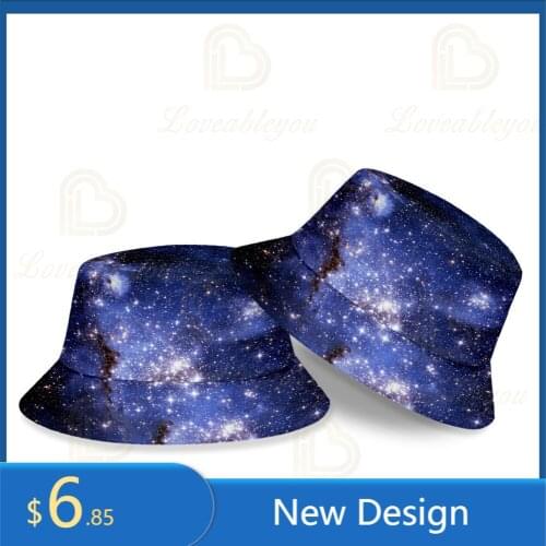 2021 Cotton Bucket Hat Starry Sky Print Fisherman Hat Outdoor Travel Hat Sun Cap Hats for Men and Women