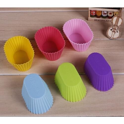 Oval Shape MaFen Cup Silicone Muffin Cake Cupcake Cup Cake Mould Case Bakeware Maker Mold Tray Baking Jumbo