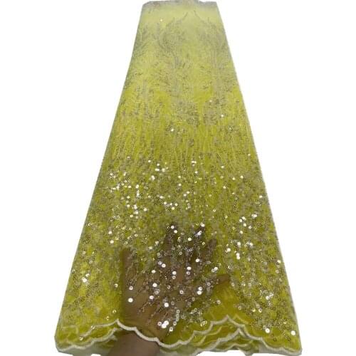 SJ Lace Tulle Lace Fabric 5yards 2021 High Quality French Lace Fabric African Lace Fabric Sequins Nigerian Fabric Wedding j3-71