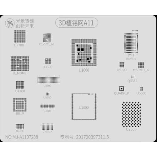 MJ 3D BGA Reballing Stencil Template Groove A8/A9/A10/A11/A12/A13 For iPhone 6-12 PRO MAX CPU Planting Tin Template Soldeing Net