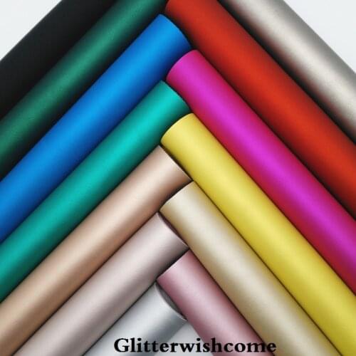 Glitterwishcome 21X29CM A4 Size Vinyl For Bows Fluo Metallic Smooth Leather fabric Vinyl for Bows, GM3266A