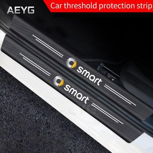 Carbon Fiber Car Door Sill Guard Protective Leather Stickers For Smart 451 453 Fortwo Forfour Forjeremy Auto Exterior Vinyl Film