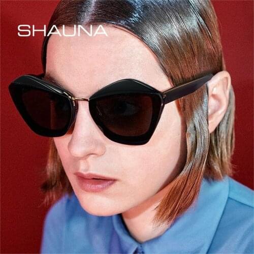 SHAUNA Retro Irregular Polygon Cat Eye Luxury Women Sunglasses Fashion Gradient Shades UV400 Men Trending Leopard Sun Glasses