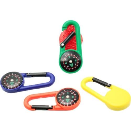1 Pcs Key chain Outdoor Camping Travel Sporting Tool Compass Plastic Aluminum Alloy Carabiner Hook Compass Compass Random Color
