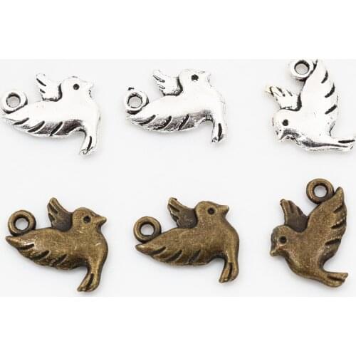 14x10mm 30pcs Antique Silver Plated Bronze Plated Bird Handmade Charms Pendant:DIY for bracelet necklace