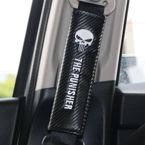 2PCS Carbon Fiber Embroidery Car Logo Badge Seat Belt Covers Protection Shoulder Pad for Audi BMW VW Benz Honda Toyota Suzuki