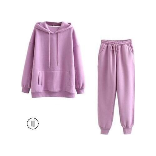 30sets/lot korean style woman fleece hoodies and long pants female cotton casual solid autumn winter set