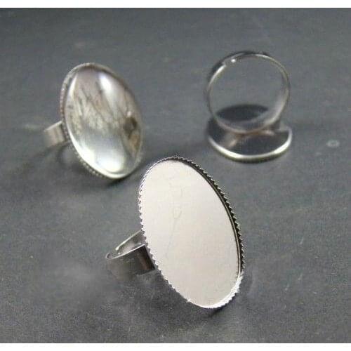 Free shipping!!!!! Silver Plated Nickel Free Adjustable 18X25MM Ring Base
