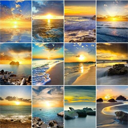 Evershine Diamond Painting Sunset 5D DIY Full Square Diamond Embroidery Seaside Landscape Cross Stitch Mosaic Home Decor Gift
