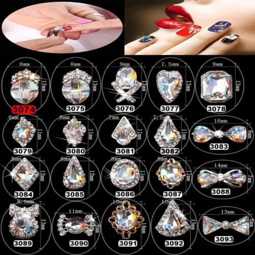 JLO 10pcs Alloy AB Side Rhinestones 3D Nail Art Decor Shiny Diamond Crystal Rhinstone For Nail Jewelry 3d Nail Art DIY Charms P1