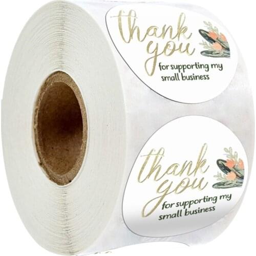 500pcs Latest Round Labels Thank You for Supporing Kraft Paper Packaging Sticker for Candy Bags Dragee Gift Box Wedding Stickers