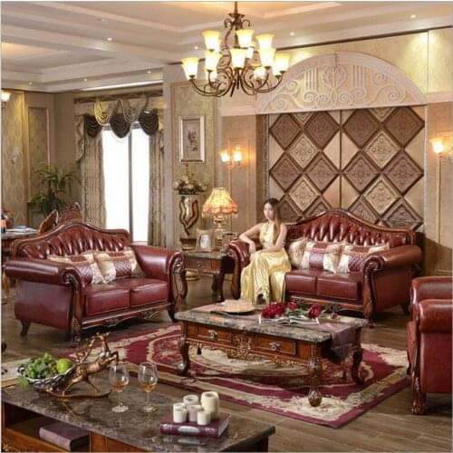 Living room furniture modern fist layer genuine leather sofa European sectional sofa set o1047