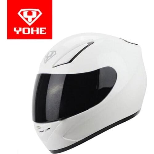 2019 Fashion YOHE full face Motorcycle Helmet made of ABS and PC visor Moto Racing Helmet YH-991 white color size M L XL XXL