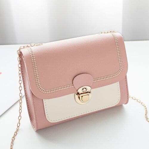 2021 Spring New Korean Lock Mini Square Bag Women Embroidered Bag Color Stitching Shoulder Bag Student Mobile Phone Bag