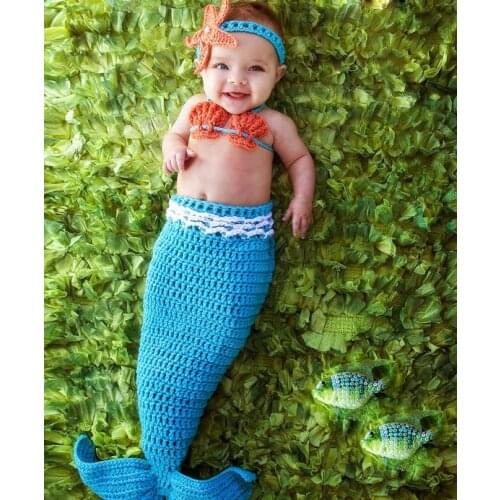 Newborn photography props baby Costume Mermaid Infant baby photo props Knitting fotografia newborn crochet outfits 0-1M or 3-4M