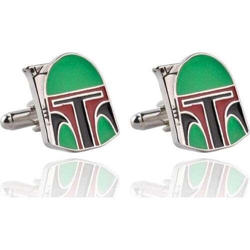 One pair popular alloy rhodium green enamel 2.1cm charm around movie French style mens cufflinks xyc152