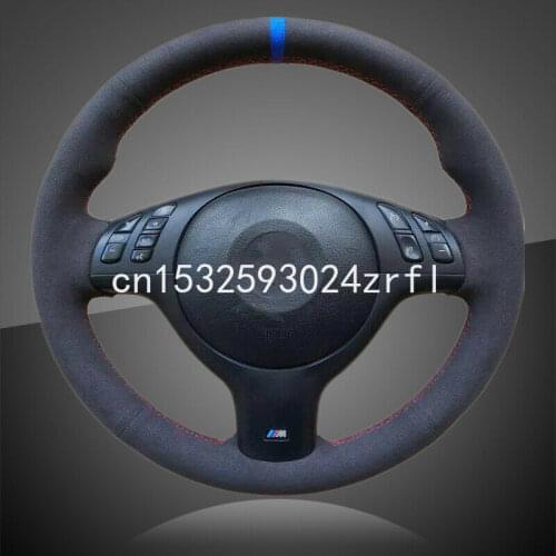 DIY Black Leather Car Braid On Steering Wheel Cover for BMW E46 E39 330i