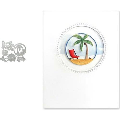 Beach Chair Coconut Tree Flowers Metal Cutting Dies for Scrapbooking Stencil Knife Mould Blade Punch Model Craft Decor Template