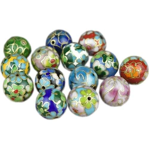 Handmade Polished Cloisonne Enamel Fancy 16mm Beaded DIY Jewelry Making Pendant Bracelet Earrings Filigree Copper Accessories