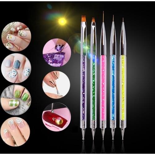 5Pcs Manicure Pen with Double Head Design, Art Point Drill Drawing Brush Accessory New Style 2021