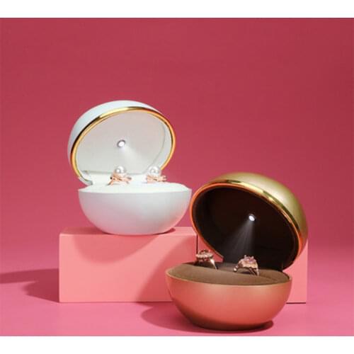Egg Shaped LED Ring Box Christmas Wedding Earrings Ring Display Gift case Holder jewelry boxes and packaging