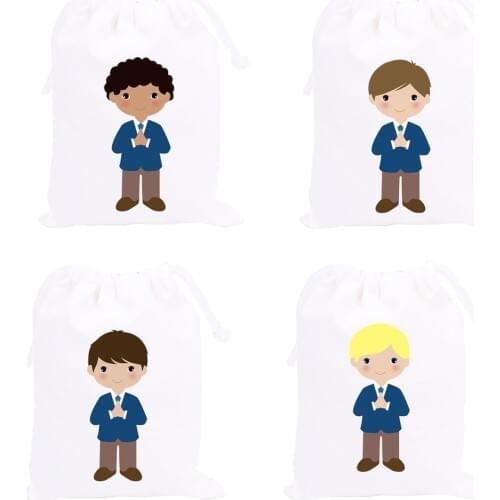 My First Communion Theme Party Favor Bags Series 2 Boys Party Gift Bags Event Festival Party Supplies Container Supplies 4PCS