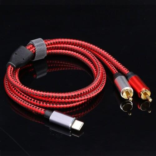 USB Type C Male to 2 RCA Male Audio Cable Adapter Cord for Xiaomi Huawei Tablet Speaker Amplifier TV