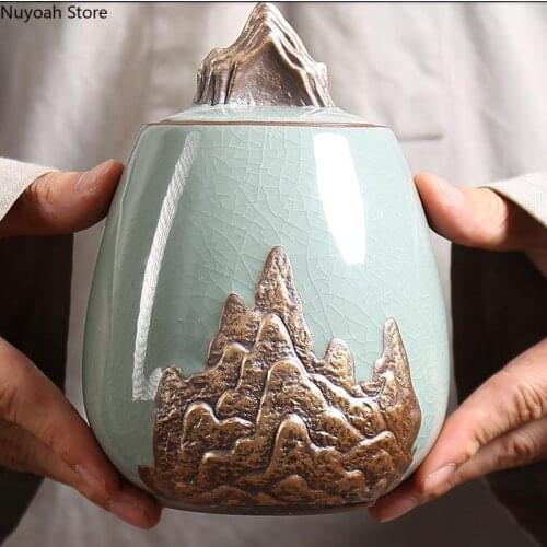 Chinese-style Ceramic Storage Jars Decorations Home Tea Cans Exquisite Sealed Jars Living Room Tea Table Decoration Accessories
