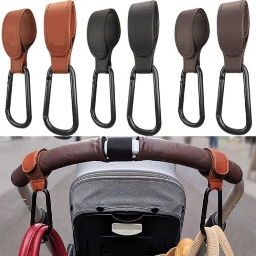 PU Leather Baby Stroller Hook Hanger Multi-function 360 Degree Rotable Velcro Cart Organizer Pram Hook Baby Stroller Accessories
