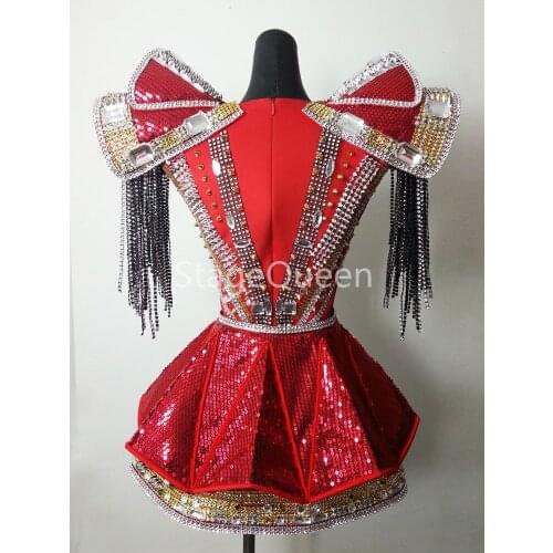 High Quality Customized Bodysuit Feminina Dance Costumes For Shows Fashion Star Female Singer Dj Costume Ds Rivet One Piece Sets