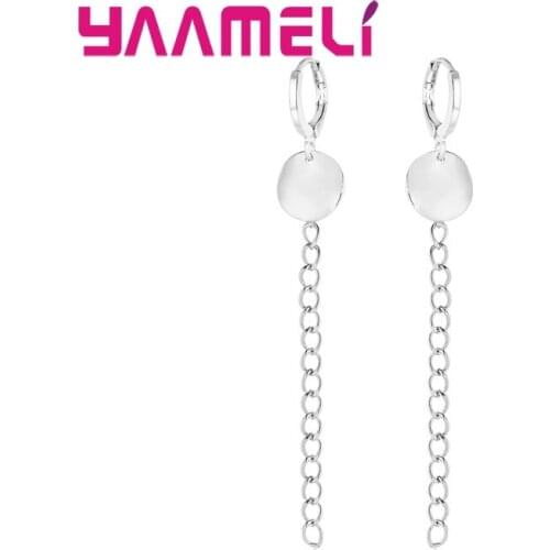 Amazing Long Line Chain Drop Dangle Tassel Earrings Fashion Jewelry 925 Sterling Silver Round Earrings For Female Jewelry Gift