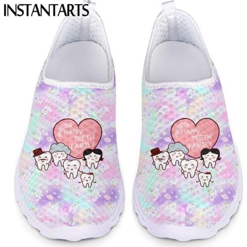 INSTANTARTS Black Girls Art Pattern Women Casual Shoes Slip On Air Mesh Sneaker Breathable Fitness Shoe Ladies Flats Shoes Mujer