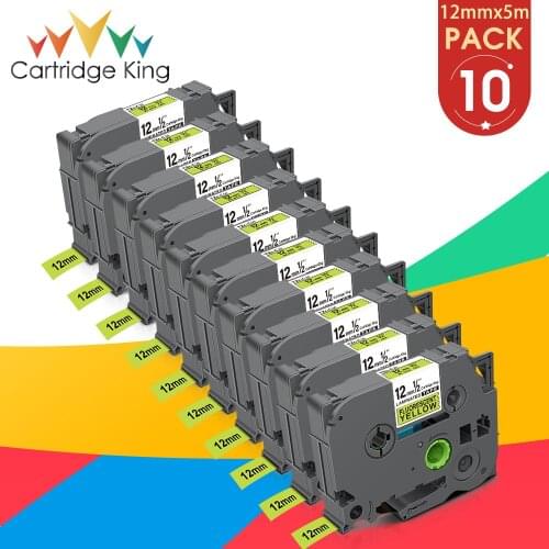 10PK 12mm TZ Label Tape Laminated for Brother TZeC31 Tze-C31 tze C31 Black on Fluorescent Yellow Compatible Brother Label Maker