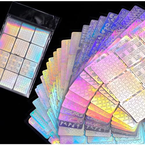 288 Tips/Set Nail Art Hollow Stickers Laser Star 3D DIY Vinyls Image Transfer Stencil Template Tips Guide Stamp Manicure Decals