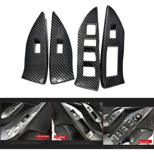 4Pcs for Subaru Forester Car Door Armrest Window Lift Switch Button Panel Cover Trim Stickers Car Accessories