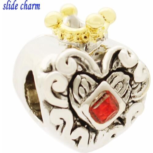 Slide charm Free shipping Prince of genuine silver color love beads fit Pandora bracelets charm bracelets and jewelry accessorie