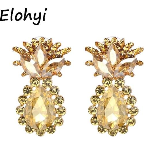 ELOHYI Women Big Glass Rhinestone Earrings For Statement Earrings Crystal Jewelry Pendientes Aretes Oorbellen Gift Wholesale