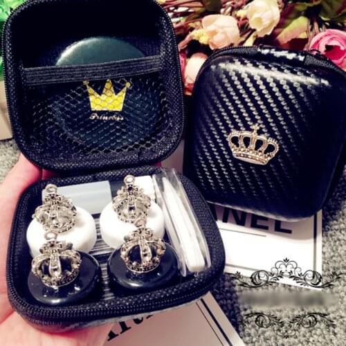 Lovely Handmade Crown Contact Lens Case Set With Mirror Travel Lenses Box Contact Lens Box 2Pairs Container For Contact Lens