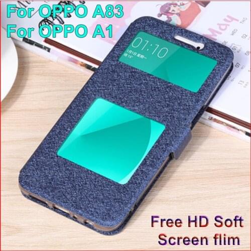 Open window PU leather case For OPPO A1 cover For OPPO A83 phone cases OPPOA1 A 1 flip case OPPOA83 A 83 5.7" back cover