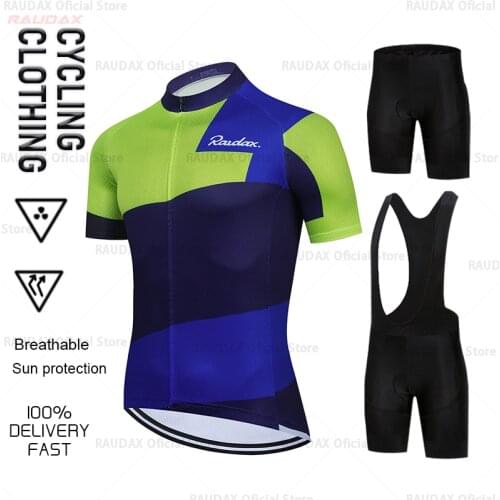 Cycling Jersey Set 2021 Pro Team Raudax Summer Bicycle Cycling Clothing Bike Clothes Men Mountain Sports Thin Set Cycling Suit