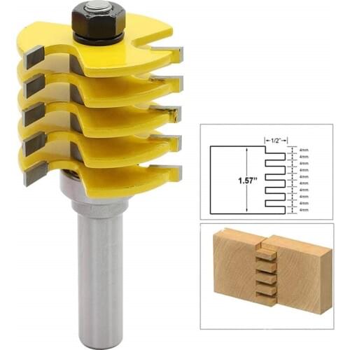 HS Tools Tongue and Groove Finger Joint Router Bit Woodworking Chisel Cutter Milling Cutter for Drawer Flooring Cabinet Door