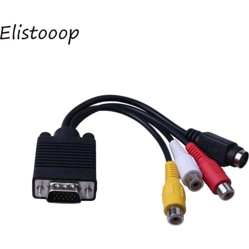 15 Pin VGA SVGA Male to S-Video 3 RCA Jack Female Composite AV Out TV-Out Converter Adapter Cable for Laptop PC Video Cards