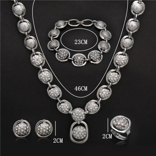 Fashion Exquisite Dubai Jewelry Set Luxury Silver Color Big Nigerian Wedding African Beads Costume Design jewelry set