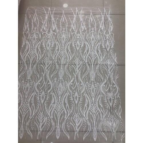 Good looking tull net lace fabric L-3316 luxury romantic beaded lace for evening dress/fashion show