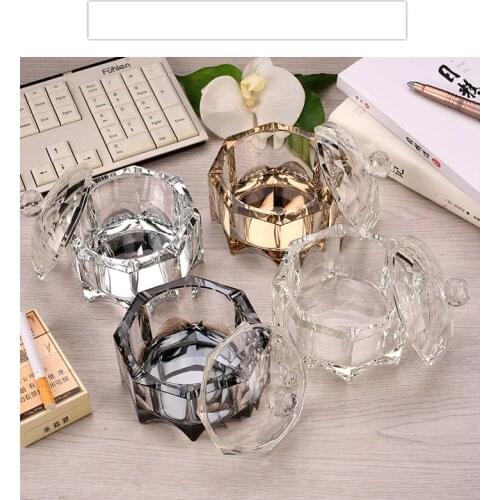Creative personality trend crystal glass Ashtray anti-grey fly with cover home living room seal multi-function