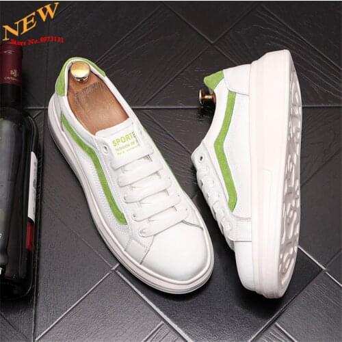 Fashion Leather Sneakers Men Casual Flat White Loafers Shoes Skateboard Shoes Trainers Zapatillas Hombre Size 38-43