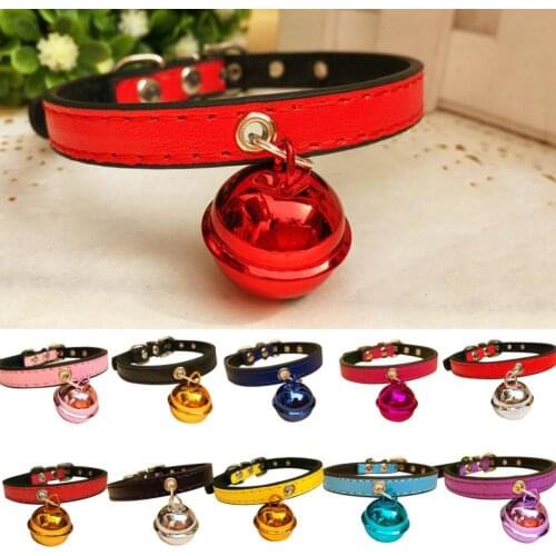 Fashion Dog Collars Christmas Party Puppy Dog Cat Kitten Faux Leather Bell Necklace Collar For Small Medium Large Dogs