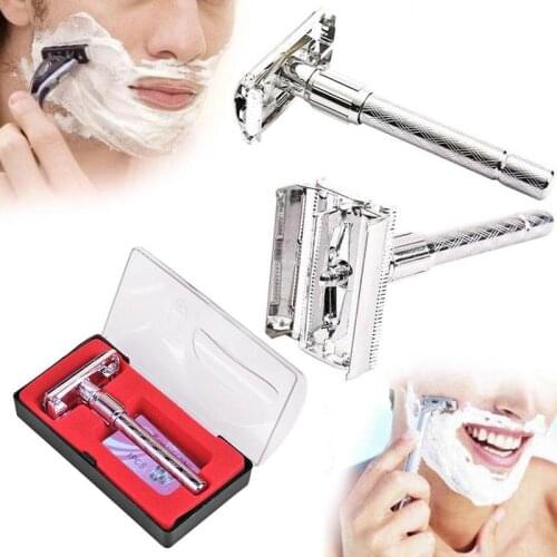 Mens safety razor classic razor non-slip long handle manual razor blade