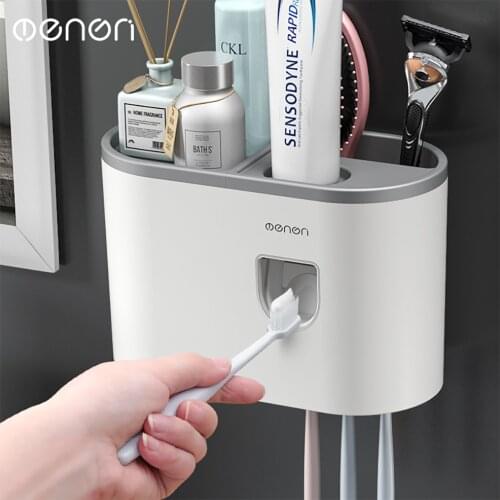 Single cup lazy automatic toothpaste dispenser wall-mounted toothbrush rack bathroom mouthwash tooth box set