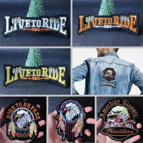 Nicediy Hippie Punk Embroidery Badge 3D DIY Iron on Patches For Clothing Accessories Motorcycle Patch Decor Jacket Back Applique
